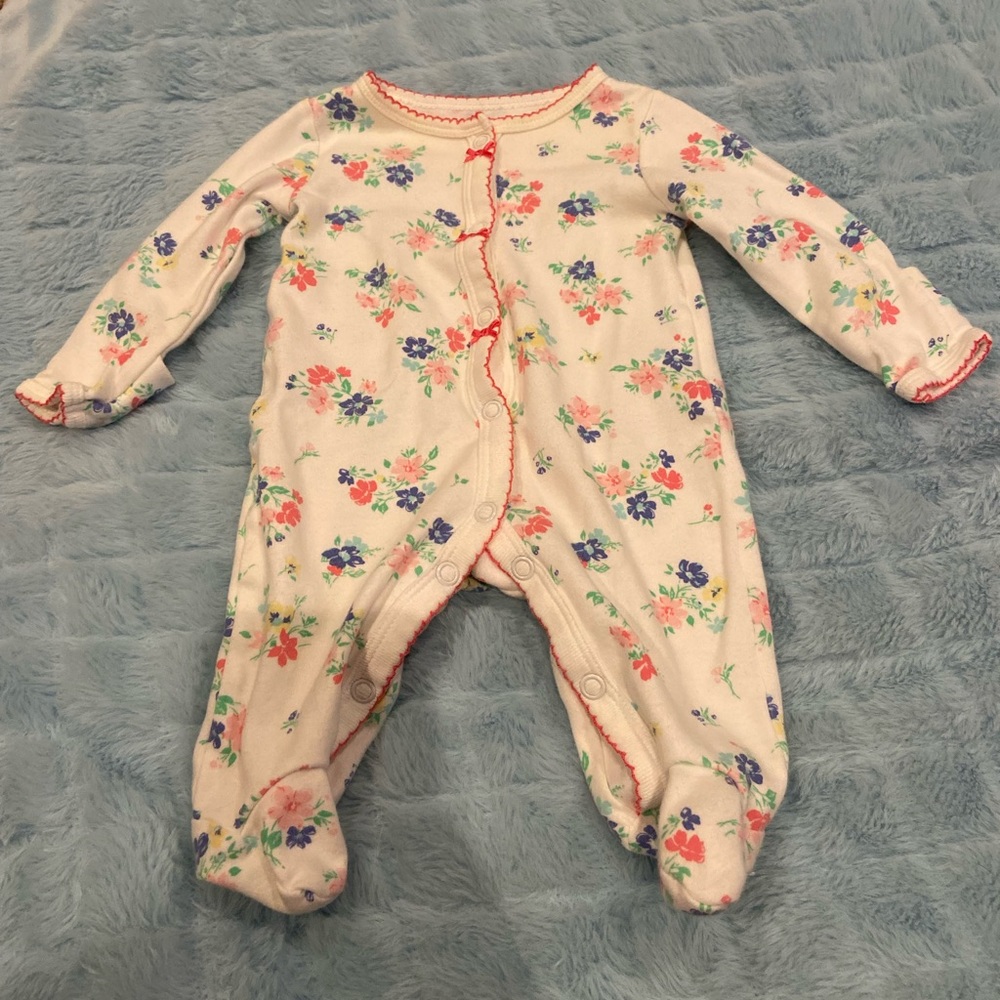 newborn floral baby footie